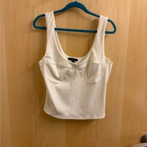 Dynamite Cream Ribbed Tank with Bustier Stitched Detail